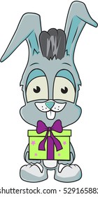 Cute rabbit boy with a gift box/ Editable Eps 10.