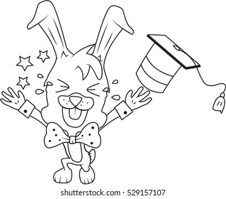 Cute rabbit boy graduated outline/ Editable Eps 10.