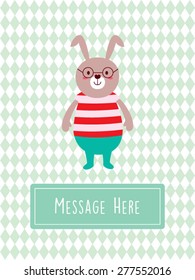 cute rabbit boy message card