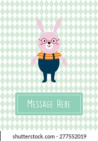 cute rabbit boy message card