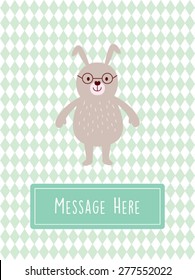 cute rabbit boy message card