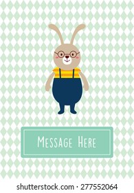cute rabbit boy message card