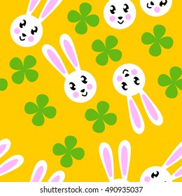 Cute rabbit in bright color pattern