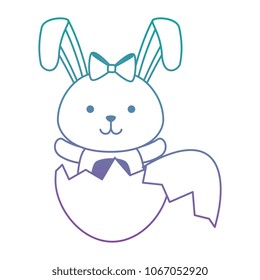 cute rabbit with broken shell egg easter celebration
