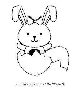 cute rabbit with broken shell egg easter celebration