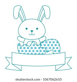 cute rabbit with broken shell egg easter celebration