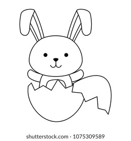 cute rabbit with broken shell egg easter celebration