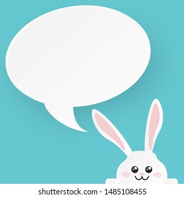 Cute rabbit with bubble Space for entering text. Animal cartoon character.