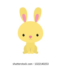 Cute rabbit bunny animal. Easter greeting cartoon character. Kawaii style. Funny and sweet Japanese Korean design. Nordic style woodland pet. Mascot, emoji, avatar, logo, game, print for children.