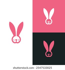cute rabbit bunny animal logo vector illustration template design
