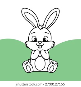Lindo Conejo Conejito para colorear para los niños, línea de arte para imprimir gratis