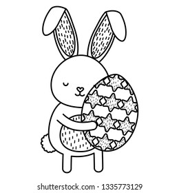 cute rabbit with cute, bunny egg painted