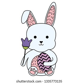 cute rabbit with cute, bunny egg painted