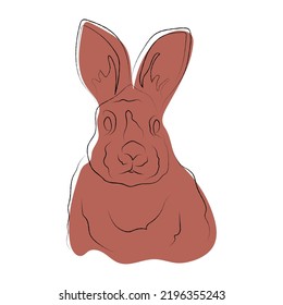 Cute rabbit, bunny, line art, one line art, color spots