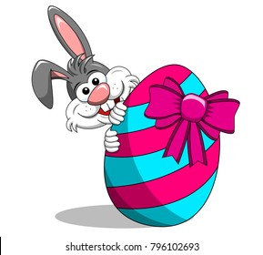 Cute Rabbit Bunny Peek Boo Behind Stock Vector (Royalty Free) 796102693