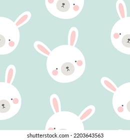 Conejo de conejo corto fondo de patrón sin soldadura , simple mano dibujado con adorables animales de granja ilustración vectorial