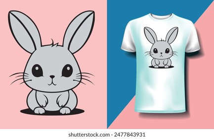 A cute rabbit bunny with a smile vector t shirt design