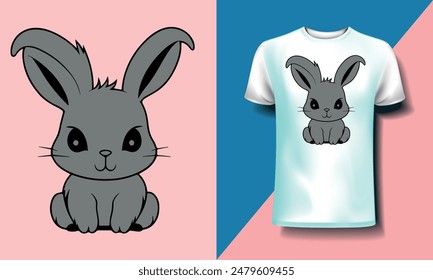 A cute rabbit bunny with a smile vector t shirt design