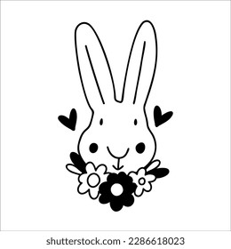 Cute Rabbit bunny SVG Cut File Design for Cricut and Silhouette. svg