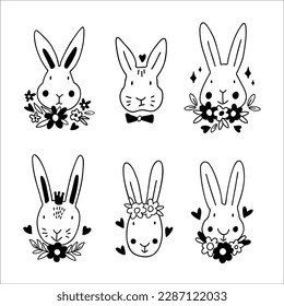 Cute Rabbit bunny SVG Cut File Design set for Cricut and Silhouette. svg