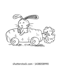 Cute rabbit with car from carrots
