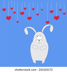 Cute rabbit - card for st. Valentines Day