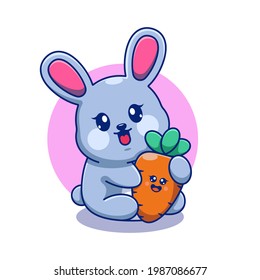 Cute rabbit with carrot cartoon