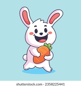 Cute rabbit with carrot cartoon vector