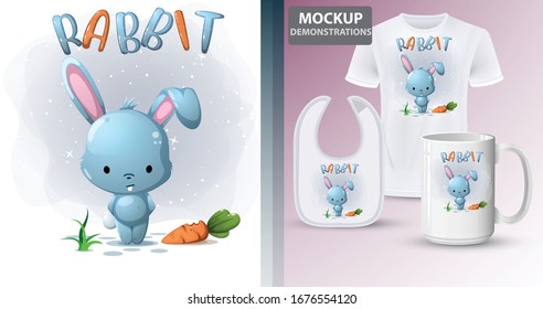 Cute Rabbit and carrot Character illustration vector 