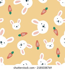 Cute rabbit carrot doodle pattern