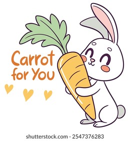 Cute Rabbit And Carrot: A Heartwarming Illustration Vector Design