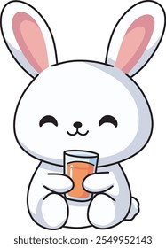 Cute Rabbit with a Carrot Juice