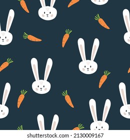 Cute Rabbit and carrot pattern vector illustration design for fashion graphics, t shirt prints, posters, stickers etc