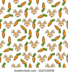 cute rabbit and carrot seamless pattern