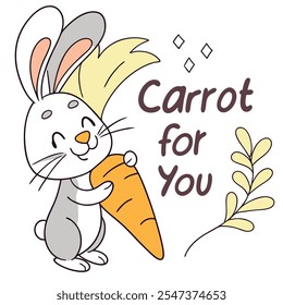 Cute Rabbit and Carrot Vector Design