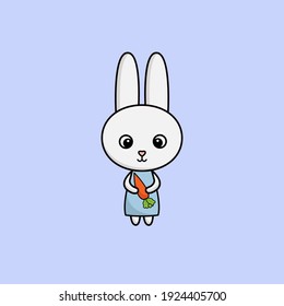 Cute rabbit with carrot, vector illustration