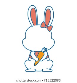 cute rabbit with carrots character icon