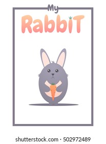 Cute rabbit with carrot.Vector illustration.