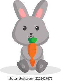 Cute Rabbit Carrying a Carrot Character Design Illustration