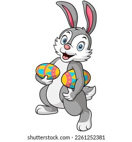 Cute rabbit carrying an easter eggs