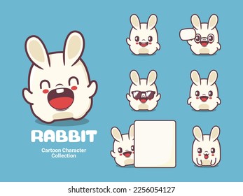 cute rabbit cartoon. animal vector illustration with different expressions