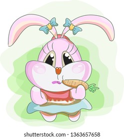 cute rabbit cartoon with carrot