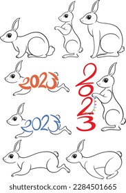 Cute rabbit cartoon character collection illustration