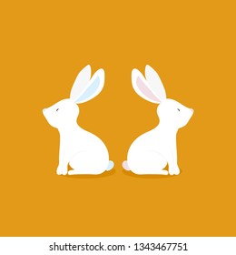 Cute Rabbit cartoon character. Happy Easter Bunny,