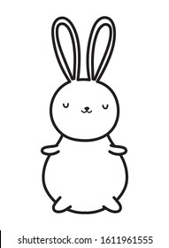 cute rabbit cartoon character toy icon vector illustration thick line