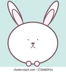 Cute-Kaninchen-Cartoon-Charakter, Vektorgrafik einzeln auf hellblauem Hintergrund
