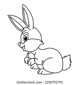 Cute rabbit cartoon characters vector illustration. For kids coloring book.