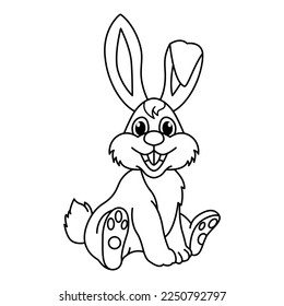 Cute rabbit cartoon characters vector illustration. For kids coloring book.