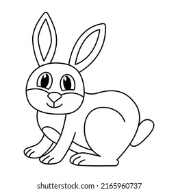 Cute rabbit cartoon coloring page illustration vector. For kids coloring book.