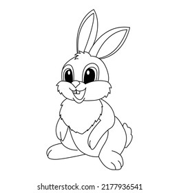 Cute rabbit cartoon coloring page illustration vector. For kids coloring book.